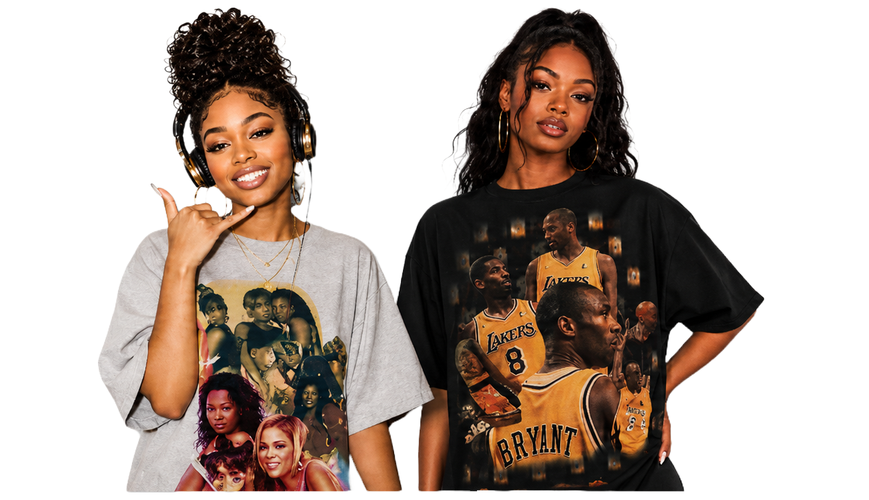Bundle deal models wearing Retrospect90s00s tees